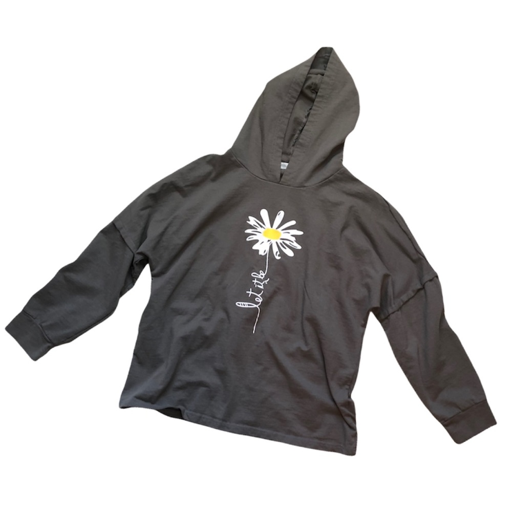 MISSLOOK “Let It Be” Flower Hooded Sweatshirt